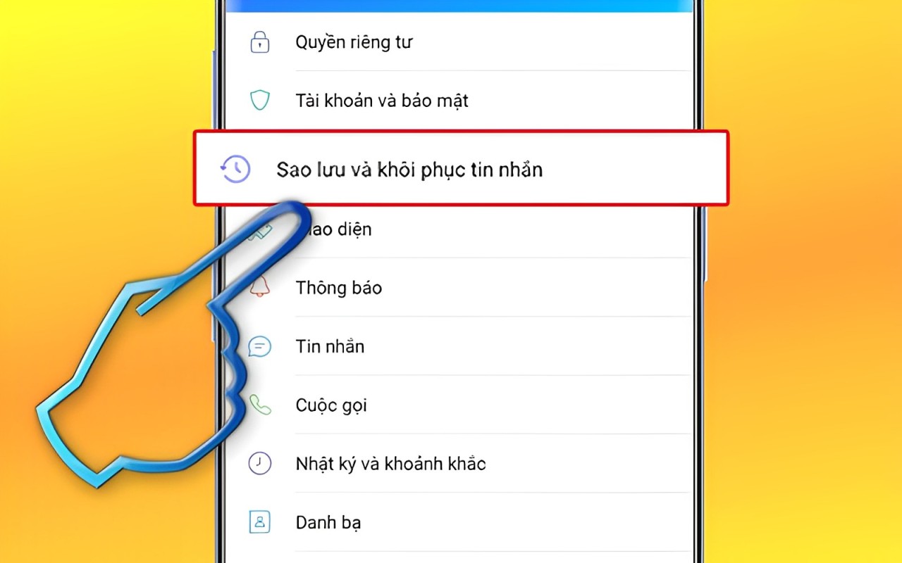 Chọn Sao lưu và khôi phục tin nhắn