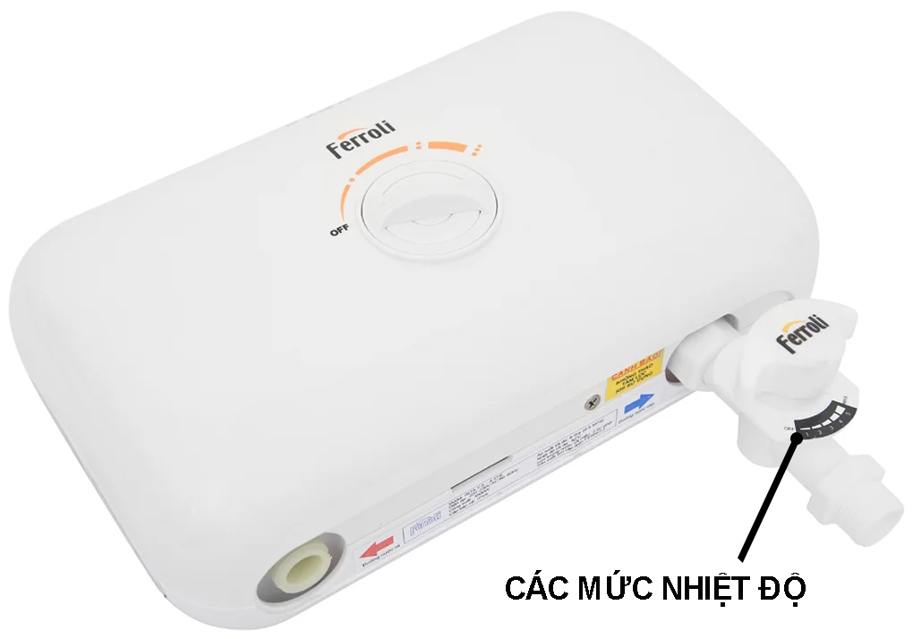 Các mức nhiệt trên máy nước nóng trực tiếp Ferroli LUXE-TE