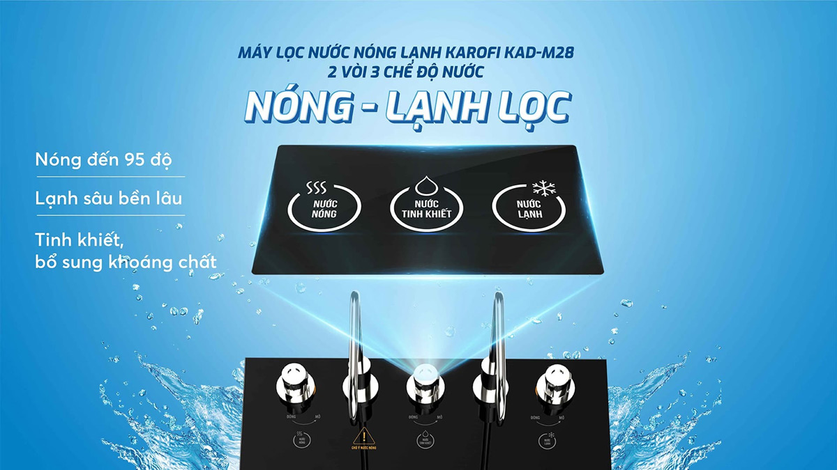 2 vòi nước nóng lạnh của máy lọc nước Karofi KAD-M28 